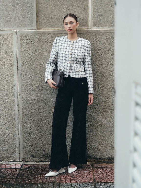 Quần nhung loang ống đứng